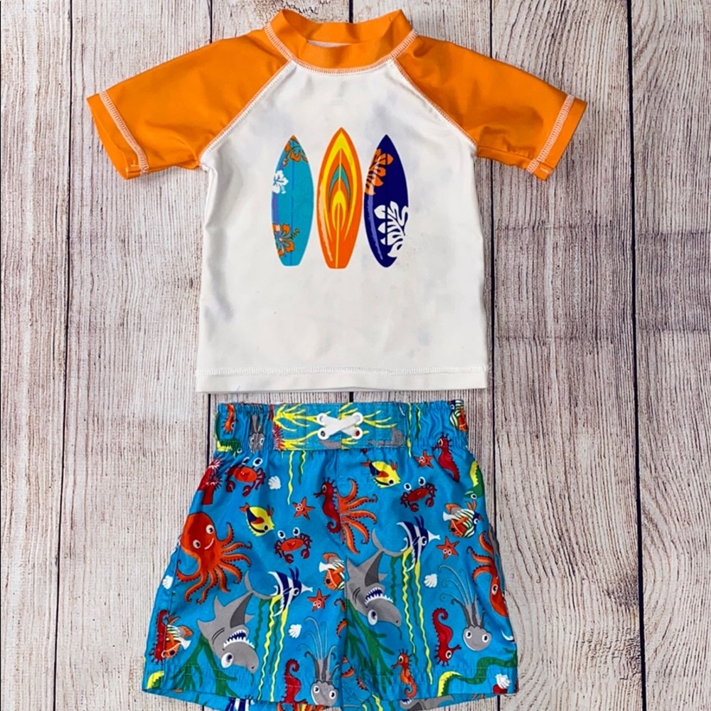 🟠 4/$25 Circo Boys Swimming Set Rash Guard Trunks